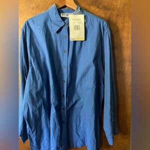 22w White Stag Blue Womens Button Up Blouse